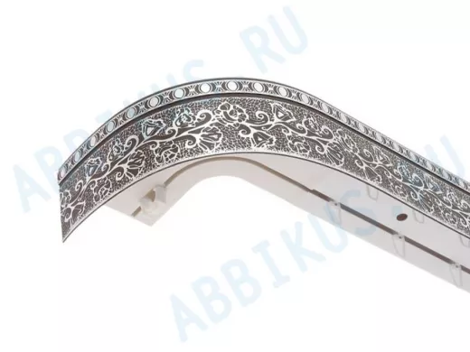 200см карниз КРУЖЕВО СЕРЕБРО ШОКОЛАД 2х рядный с декор. планкой 70мм в инд. упаковке. ультракомпакт