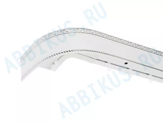 320см карниз ЕСЕНИН СЕРЕБРО 3х рядный с декор. планкой 70мм БЕЛЫЙ ГЛЯНЕЦ. в инд. уп. ультракомпакт