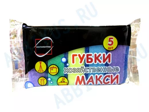 Губка для посуды  Макси 9,2х6,5х3см (уп. 5шт)