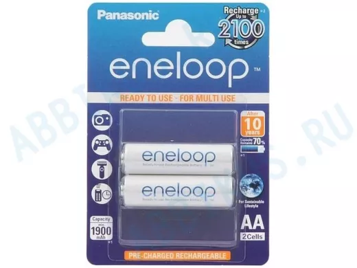 Аккумулятор AA 1900 mAh 1,2В Panasonic Eneloop Pro BK-3MCCE/2BE BL-2  (цена за 1 элемент)