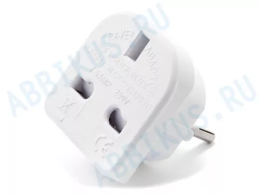Сетевой переходник  питания,  EU/UK - RU, розетка - вилка, белый, пакет с EAN A-AC-UKEU-001