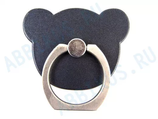 Подставка  для смартфона мини, универсальный,  "Кольцо-Мишка", квадрат, серый