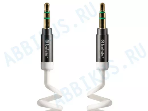 Кабель AUX (3,5 мм-3,5 мм) 2м  спиральный, позолоченный, белый, BS1021