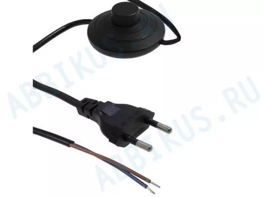 Сетевой шнур с выключателем для бра 2,5 метра кабель 2x0.75мм "ABI 196303" черный