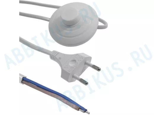 Сетевой шнур с выключателем для бра 2.5 метра 2x0.75мм "ABI 196304" белый