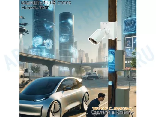 Кронштейн для 1 камеры и прожектора на столб, прочная сталь 2мм белый "IPAHD-101W-197401" под ленту