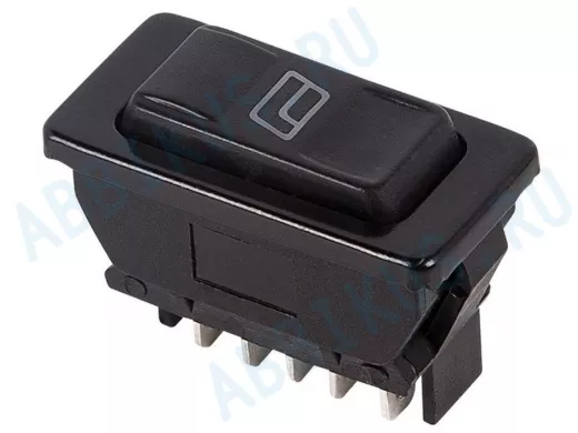 Выключатель (стеклоподъемника) клавишный 12V 20А (5с) (ON)-OFF-(ON)  черный с подсветкой  REXANT