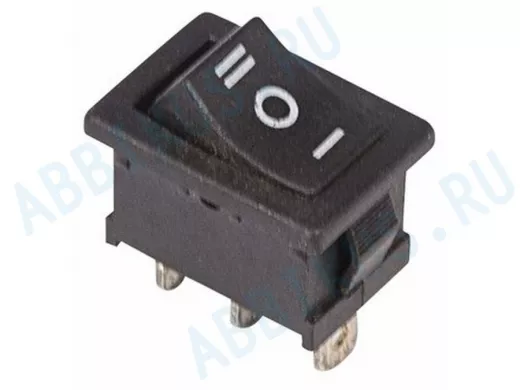 Выключатель клавишный 250V 6А (3с) ON-OFF-ON черный  с нейтралью  Mini  REXANT