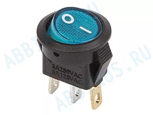 Выключатель клавишный круглый 250V 3А (3с) ON-OFF синий  с подсветкой  Micro  REXANT