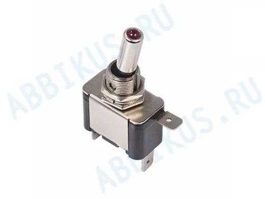 Тумблер 12V 20А (3c) ON-OFF однополюсный  с красной LED подсветкой  REXANT
