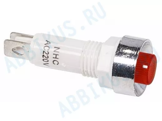 Лампа индикаторная  диаметр 10  220V  красный  REXANT,  c ОТРАЖАТЕЛЕМ