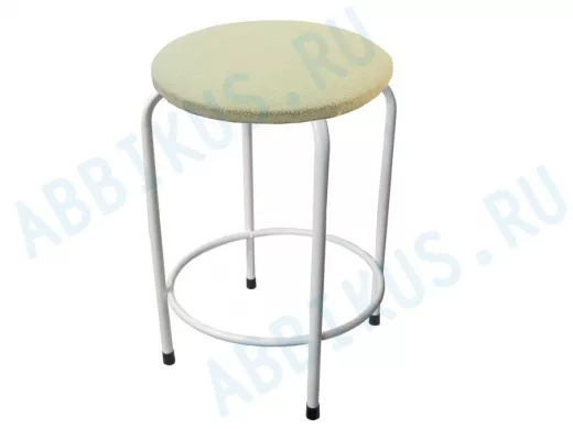 Табурет с подставкой для ног и полкой "TABURETTO-20358" круглое сиденье, белый, бежевый, ткань