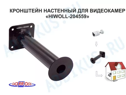 Кронштейн 25 см "HIWOLL-204559" бокс настенный для видеокамеры, отв.25мм, диск 93мм, сталь, чёрный