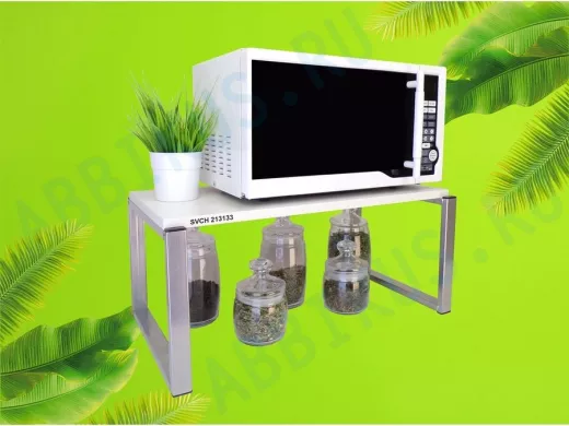 Подставка на стол для микроволновой печи, высота 27см, серебр "SVCH 213133" полка 60х30см, сосна