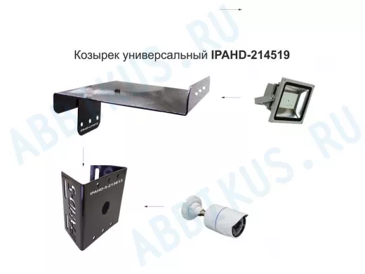 Козырёк для камер видеонаблюдения и прожектора, черный "IPAHD-214519", сталь 2мм, вылет 18х24,4см