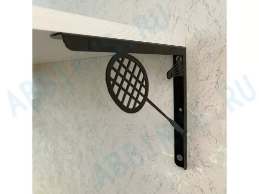 Кронштейн для полок "Ракетка бадминтон 214655" правый, вылет 24 см, высота 21,5 см, черный