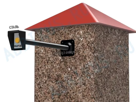 Стальной защитный козырек для кнопок выхода с вылетом от стены 50см "HIWOLL 216676" черный, 8х11см