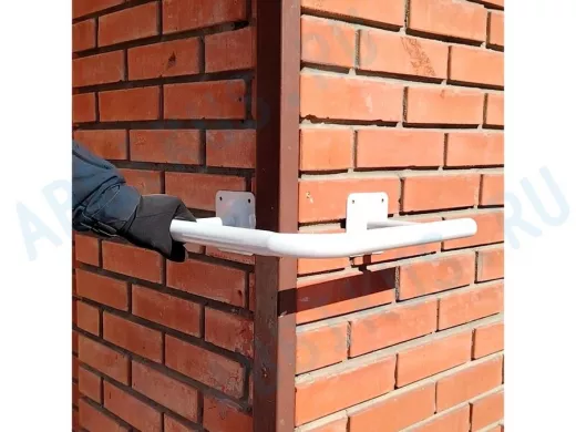 Поручень угол 90гр, наружний, 40х40см "ПоручПро-217108" вылет 16см, серый, 2 опоры, диаметр 32мм