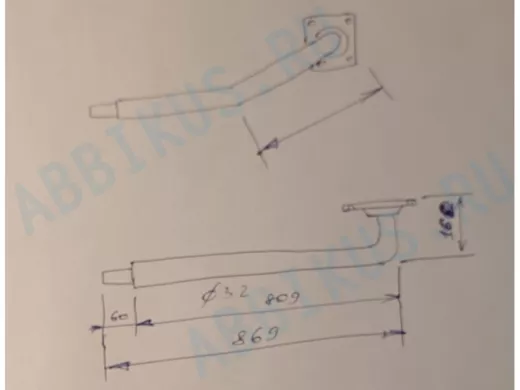 Поручень пристенный, длина  80см вылет 16см, угол 35гр 