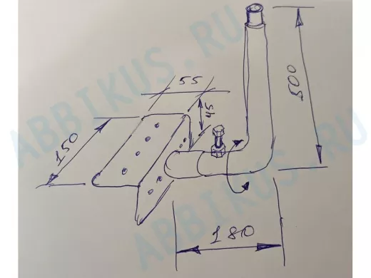 Кронштейн антенный на торец крыши, поворотный, вверх 50 см, обжат, 5х15см 