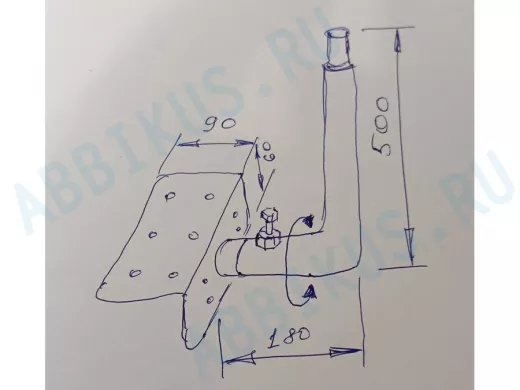 Кронштейн антенный на торец крыши, поворотный, вверх 50 см, 9х15см, обжат 