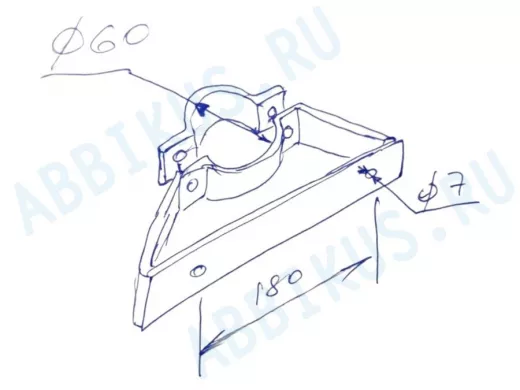 "ПрожеКреп-217831" кронштейн для прожектора на трубу, мачту диаметром 60мм, шаг 18см, сталь, серый