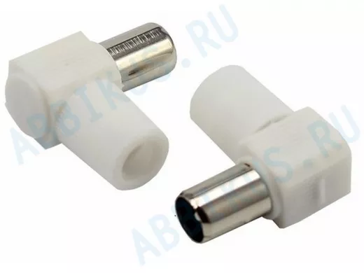 Разъем штекер TV без пайки белый угловой  REXANT