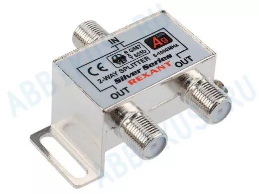 ДЕЛИТЕЛЬ  ТВ х 2 + 3шт. F   "BOX"  5-1000 МГц  "Silver"   REXANT