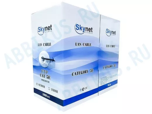Кабель FTP 4PR SkyNet Light outdoor 4x2x0,46, медный,FLUKE TEST, кат.5e,однож, 305 м, box,черный CSL