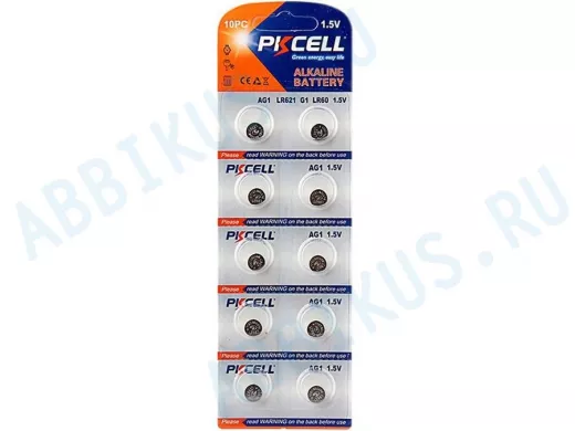 Элемент питания AG1  PKCELL AG1-10B тип - LR60(AG1) 10 шт в блистере AG1-10B