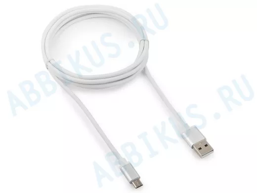 Кабель микро USB (AM/microBM)  1.8 м Cablexpert CC-S-mUSB01W-1.8M, USB 2.0, серия Silver,белый