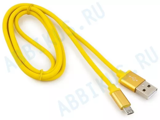 Кабель микро USB (AM/microBM)  1.0 м Cablexpert CC-S-mUSB01Y-1M, USB 2.0,серия Silver,желтый