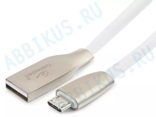 Кабель микро USB (AM/microBM)  1.8 м Cablexpert CC-G-mUSB01W-1.8M, USB 2.0,серия Gold, белый