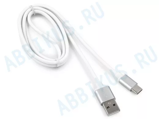 Шнур USB / Type-C Cablexpert CC-S-USBC01W-1M, AM/Type-C, серия Silver, длина 1м, белый, блистер,2,0