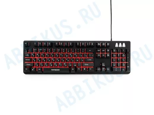 Клавиатура проводная Гарнизон GK-300G,USB,металл,3подсветки,черный,антифант.мех,игровая