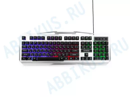 Клавиатура проводная Гарнизон GK-500G,USB,металл,подсветка,чер/сер,антифантомные клавиши GK,игровая
