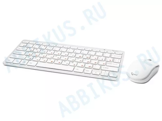 Беспроводной комплект клавиатура+мышь Gembird KBS-7001, 2.4ГГц, серебристый/белый