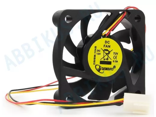 Вентилятор  +12В;   50х50х10мм;   Gembird D50BM-12AS, подшипник, 3 pin, провод 25 см D50BM-12AS