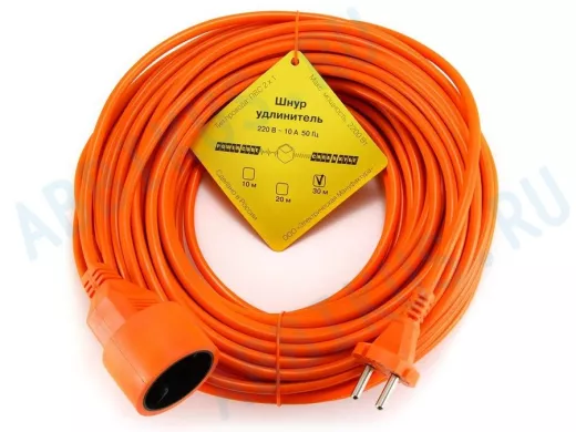 Сетевой удлинитель  Power Cube PC-L1-B-30, 10 А/2,2 кВт, 30 м, 1 розетка б/з,оранжевый PC-L1,в бухте