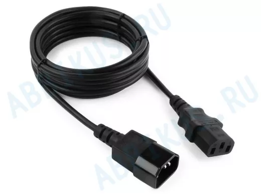 Кабель питания 3м сист.блок-монитор Cablexpert PC-189-VDE-3M, C13-C14, VDE, 10А,черный с заземлением
