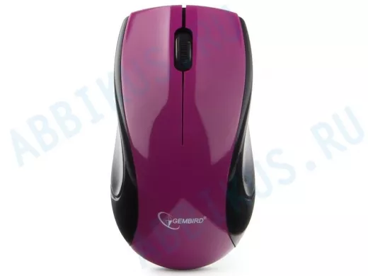 Мышь беспроводная Gembird MUSW-320-P, 2.4ГГц, фиолетовый, 2 кнопки+колесо-кнопка, 1000 DPI, батарейк
