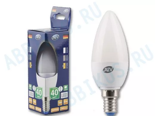 Светодиодная лампа  REV Classic C37 Е14 5W, 2700K, теплый свет