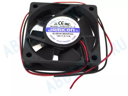 Вентилятор  +12В;   60х60х10мм;   0,17А  "Jamicon" (скольжение, 4500об/мин)  JF0615S1H--R