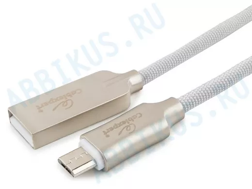 Кабель микро USB (AM/microBM)  1.0 м Cablexpert CC-P-mUSB02W  USB 2.0 , серия Platinum, белый