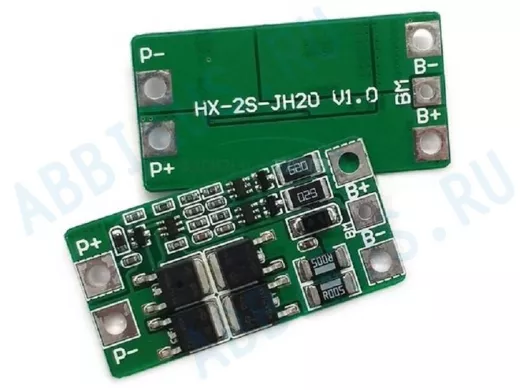 Контроллёр зар.-разр. для LifePO4 батарей, 2 ячейки, до 20А. С балансировкой HX-2S-JH19