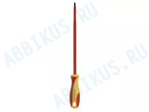 Отвертка диэлектрическая крестовая PH2x175, до 1000В, VDE, прорез.ручка, серт. испыт.