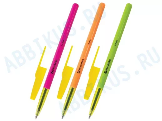 Ручка шариковая "BR-74760" Color, СИНЯЯ, корпус ассорти, узел 1мм, линия письма 0,5мм