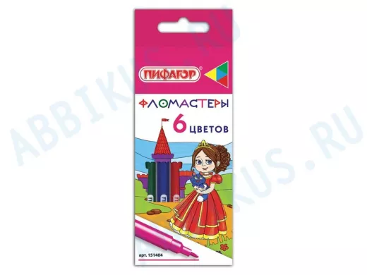 Фломастеры "BR-75467" "Принцессы", 6 цветов, вентилируемый колпачок