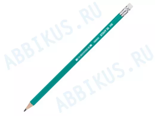 Карандаш чернографитный "BR-75520", 1 шт., НВ, с резинкой, пластиковый, зеленый корпус, заточен