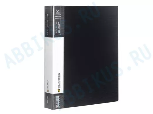 Папка на 2 кольцах "BR-76092" Contract, 35мм, черная, до 270 листов, 0,9мм